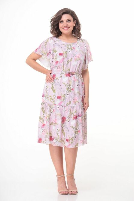 Повседневное платье Мишель стиль 975 розово-белый