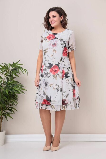 Повседневное платье Moda-Versal П2383 молочный_красный Повседневное платье Moda-Versal П2383 молочный_красный