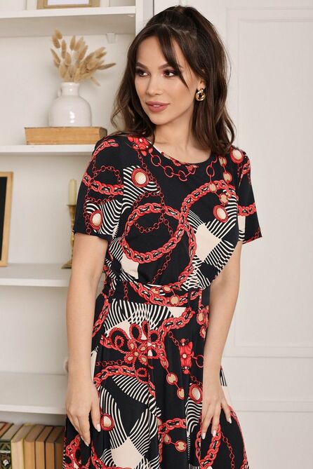 Плательный комплект Мода-Юрс 2513-1 красный-черный Плательный комплект Мода-Юрс 2513-1 красный-черный