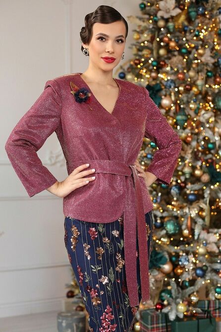 Юбочный костюм Мода-Юрс 2447 розовый-синий