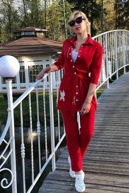 Костюм с блузкой Natali Tushinskaya 003 (красный)