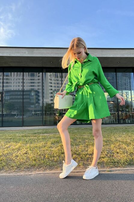 Шорты, Рубашка Natali Tushinskaya 005 зелёный