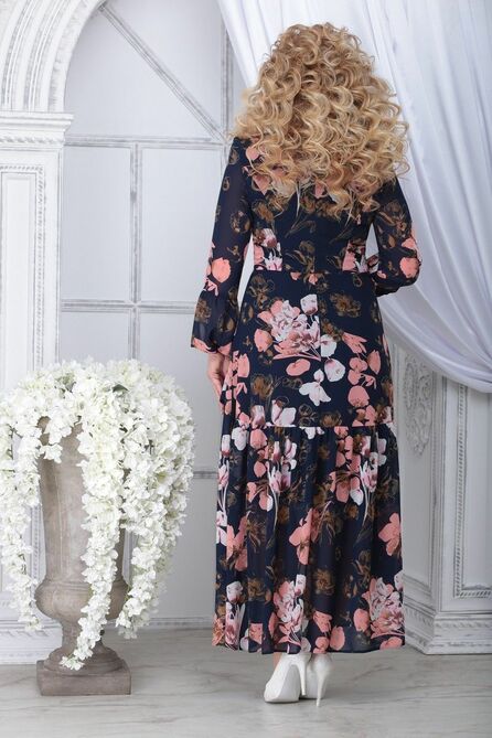 Вечернее платье Ninele 7314 синий_цветы