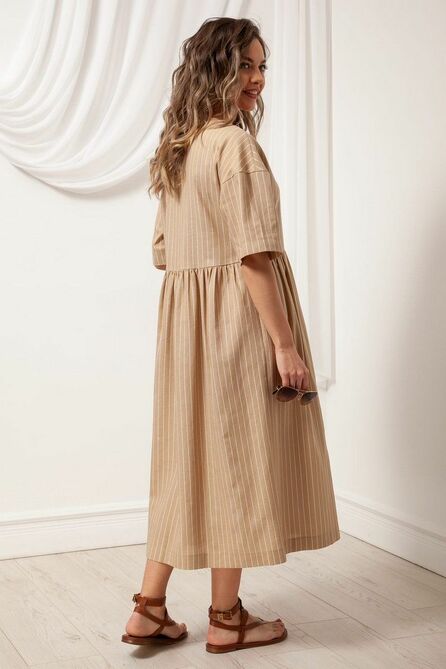 Повседневное платье Nova Line 50109 полоска_беж