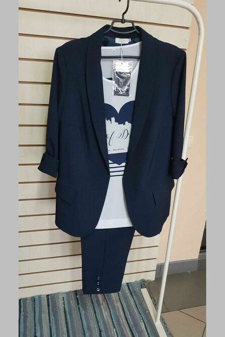 Брюки, Блуза, Жакет Olga Style С-541 темно-синий