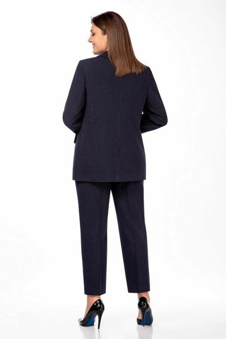 Брюки, Блуза, Жакет Olga Style С-762 синий+мелкая_клетка