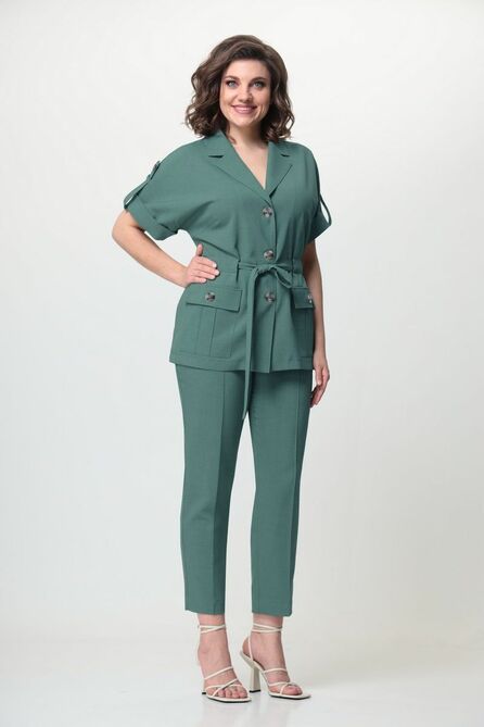 Костюм брючный Орхидея Люкс 1165 зеленая_слива