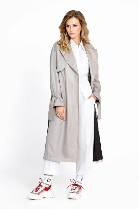 Плащ PIRS 664 серо_розовый Плащ PIRS 664 серо_розовый