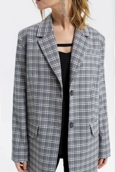 Жакет, Леггинсы PIRS 2551 серый_клетка