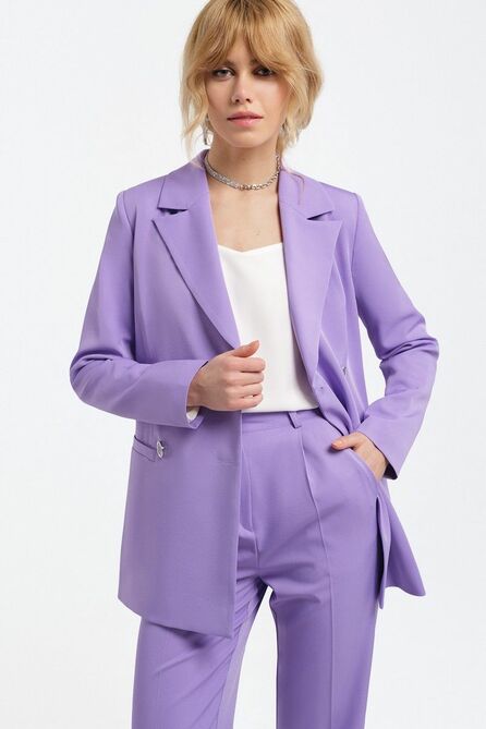 Костюм брючный PIRS 3109 сирень-молочный