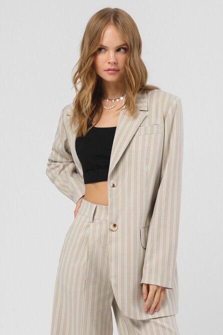 Жакет PIRS 3157 бежево-голубая_полоска Жакет PIRS 3157 бежево-голубая_полоска