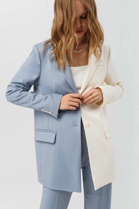 Костюм брючный PIRS 3352 серо-голубой-молоко