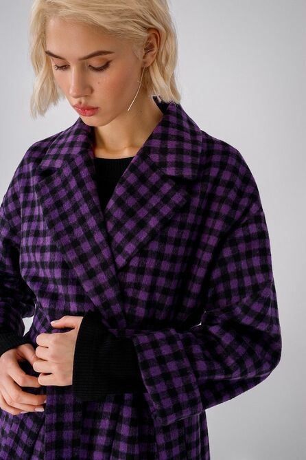 Пальто PIRS 3486 фиолетово-черный_клетка