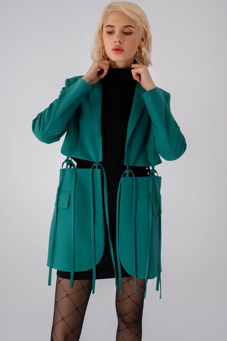 Плательный комплект PIRS 3507 бирюзово-черный