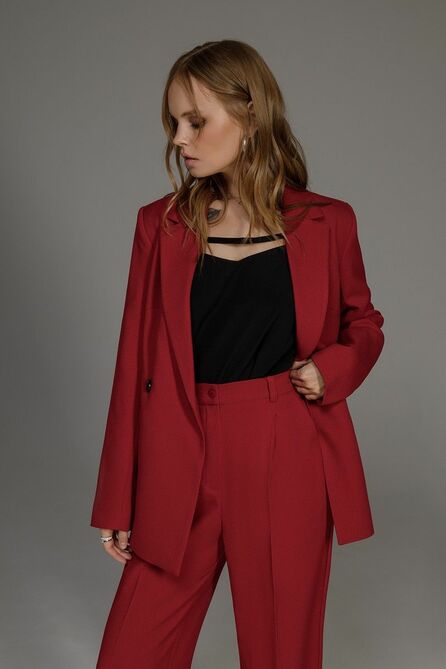 Костюм брючный PIRS 3652 бордо-черный