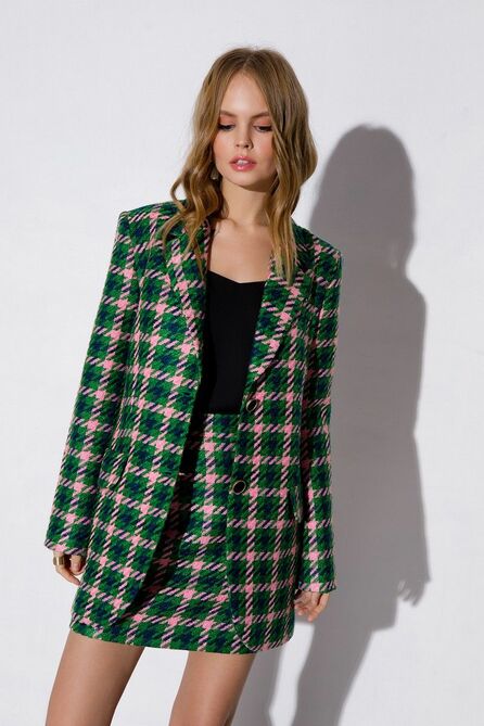 Юбочный костюм PIRS 3427 зелено-розовый