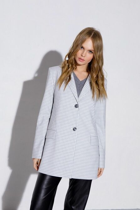 Костюм брючный PIRS 3844 серо-голубой+черный