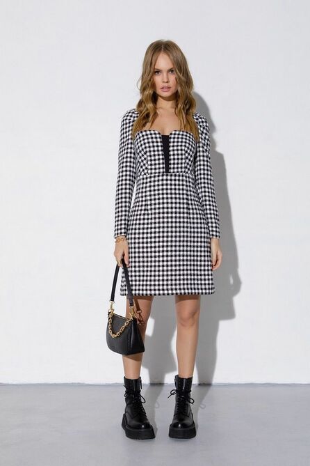 Повседневное платье PIRS 3857 черно-белый