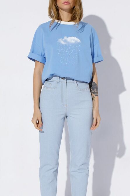 Костюм брючный PIRS 3976 голубой+голубой(тучка)