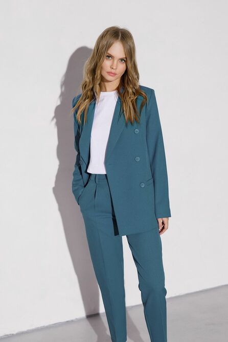 Костюм брючный PIRS 635 серо-бирюзовый