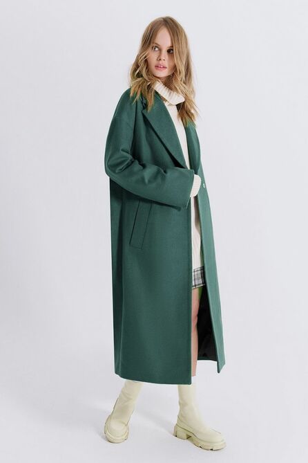 Пальто PIRS 1411 серо-бирюзовый Пальто PIRS 1411 серо-бирюзовый