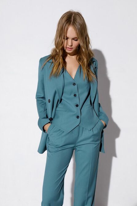 Брюки, Жакет, Жилет PIRS 3809 серо-бирюзовый