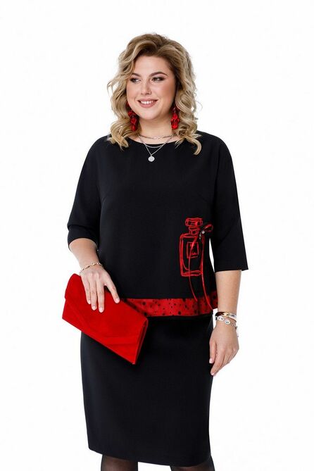 Повседневное платье Pretty 1200 черный-красный