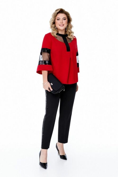 Брюки, Блуза Pretty 1879 черно-бордовый