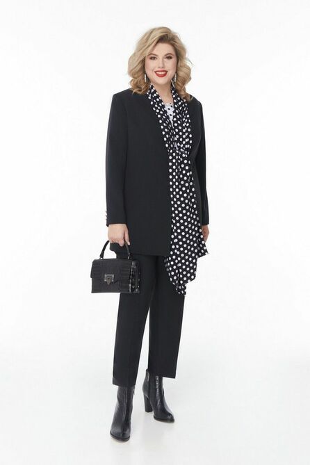 Брюки, Блуза, Жакет Pretty 1901 черный-белый(горох)
