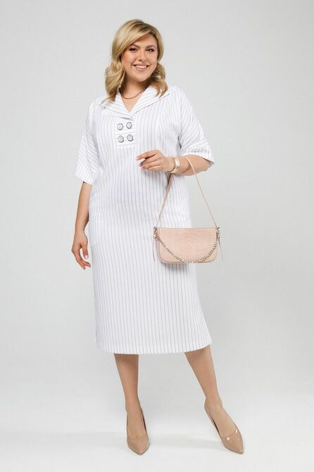 Повседневное платье Pretty 1990 белый_полоска