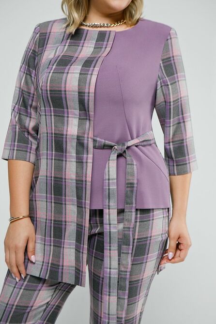 Костюм брючный Pretty 2054 розово-фиолетовая_клетка