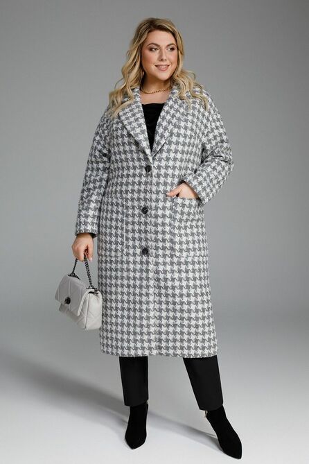 Пальто Pretty 2157 серо_белый Пальто Pretty 2157 серо_белый