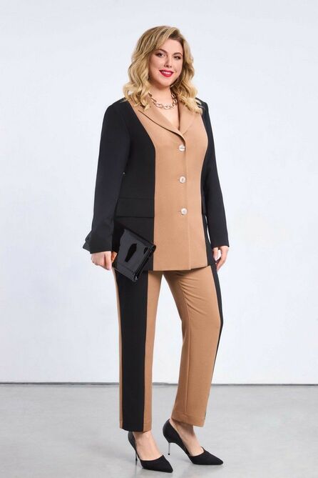 Костюм брючный Pretty 2191 бежевый-черный