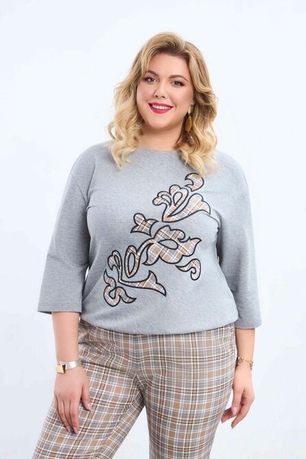 Костюм брючный Pretty 2201 светло-серый_клетка