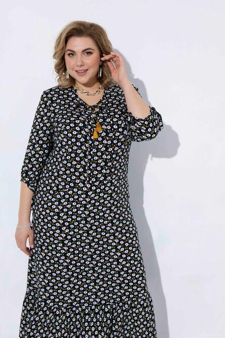 Повседневное платье Pretty 704 черный_цветы