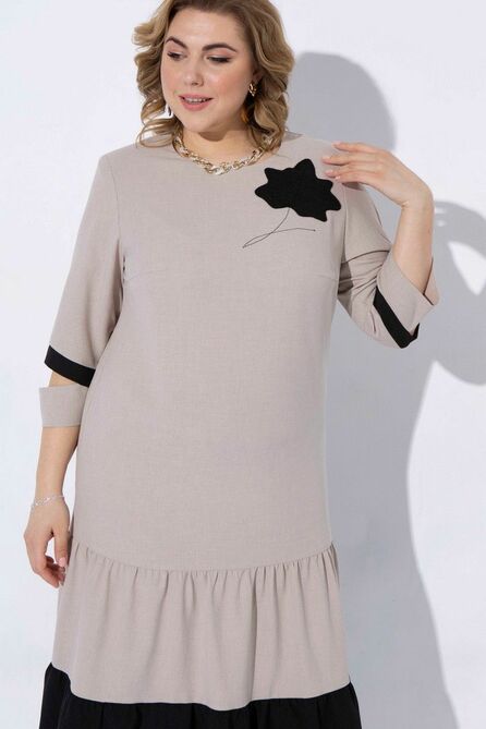 Повседневное платье Pretty 2207 капучино-черный