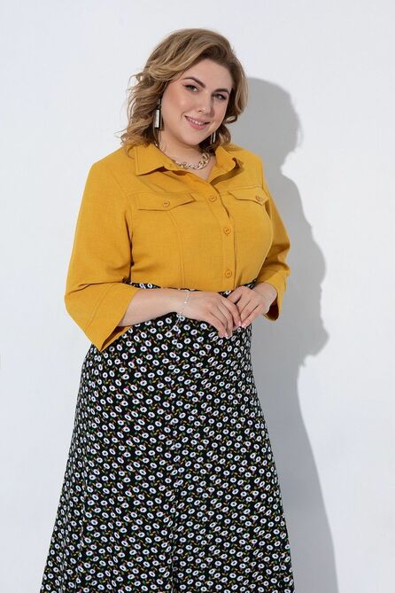 Повседневное платье Pretty 2215 горчица-черный