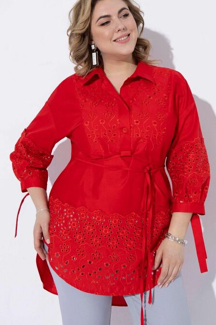 Костюм с блузкой Pretty 2223 серый-красный