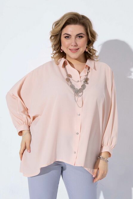 Костюм с блузкой Pretty 2225 персик-серый