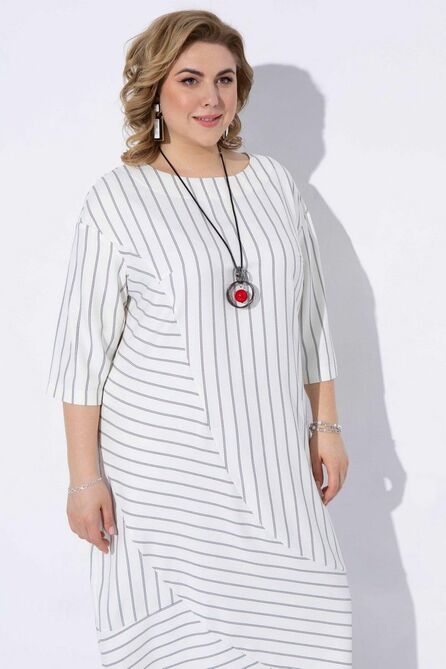 Повседневное платье Pretty 2228 молочно-черный_полоска