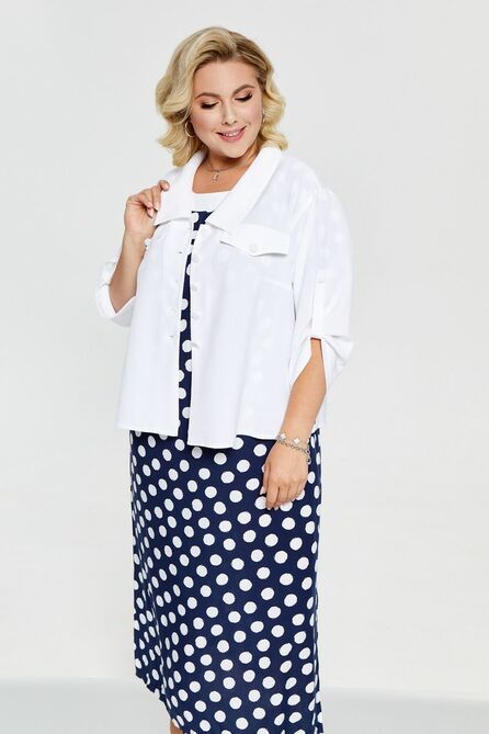 Плательный комплект Pretty 2241 синий_горох-белый Плательный комплект Pretty 2241 синий_горох-белый