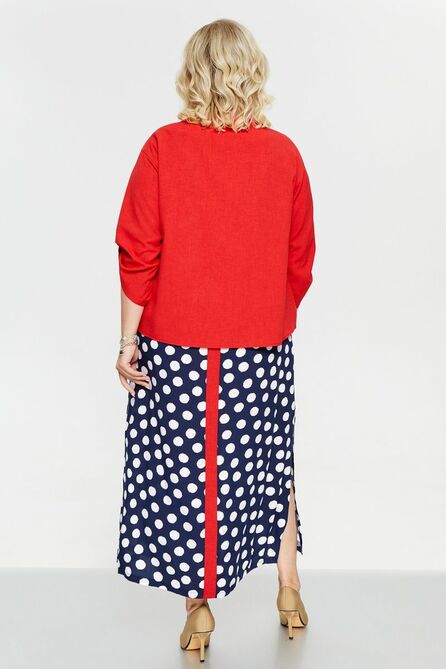 Плательный комплект Pretty 2241 синий_горох-красный Плательный комплект Pretty 2241 синий_горох-красный