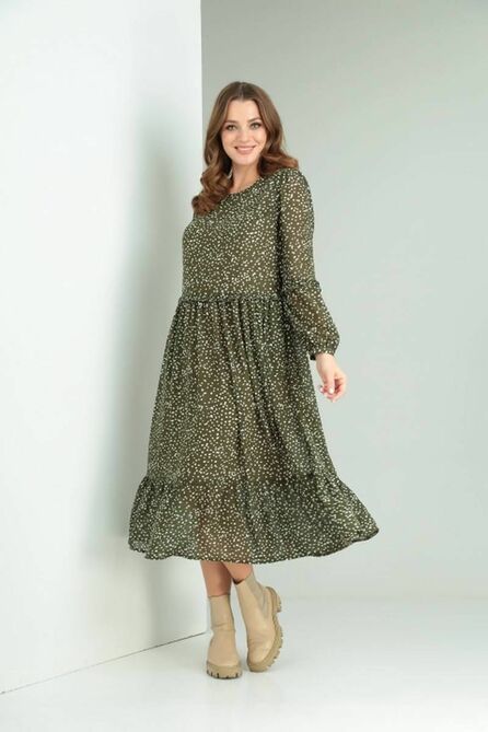 Повседневное платье Ришелье 874 зеленый