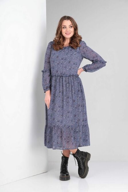 Повседневное платье Ришелье 874 синий