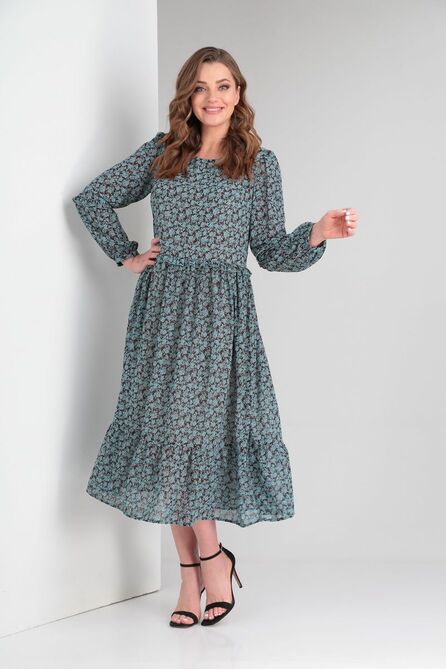 Повседневное платье Ришелье 874 бирюза
