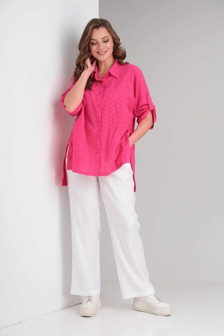 Брюки, Блуза Ришелье 899 малина