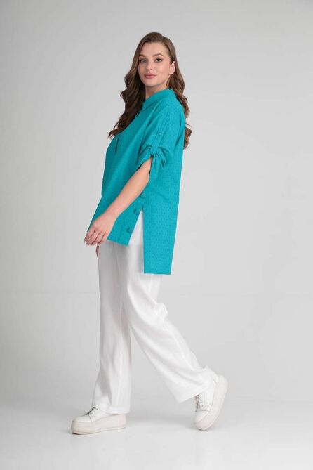 Костюм с блузкой Ришелье 899 бирюза