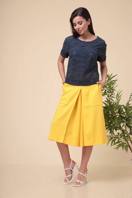 Брюки, Блуза Romanovich style 2-1971 синий/желтый