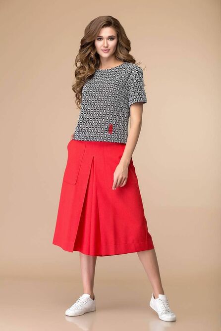 Брюки, Блуза Romanovich style 2-1971 черный/красный