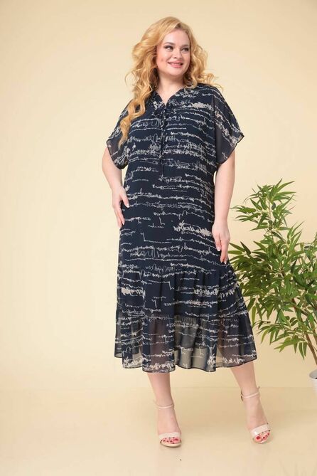 Повседневное платье Romanovich style 1-1963 синий/золото